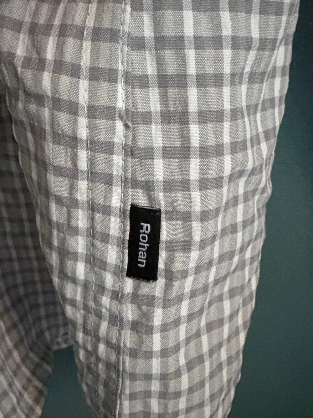 Rohan Men's Isle Long Sleeve UV Protection Shirt Gray Gingham Size L
